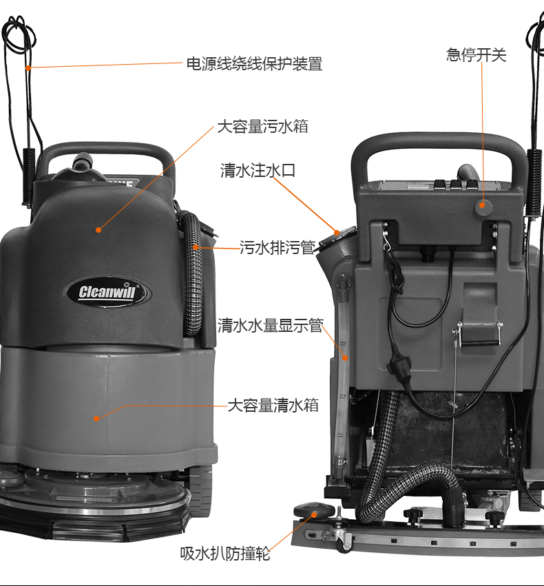 電線(xiàn)式手推洗地機(jī)半自動(dòng)洗地機(jī)XD18WF47
